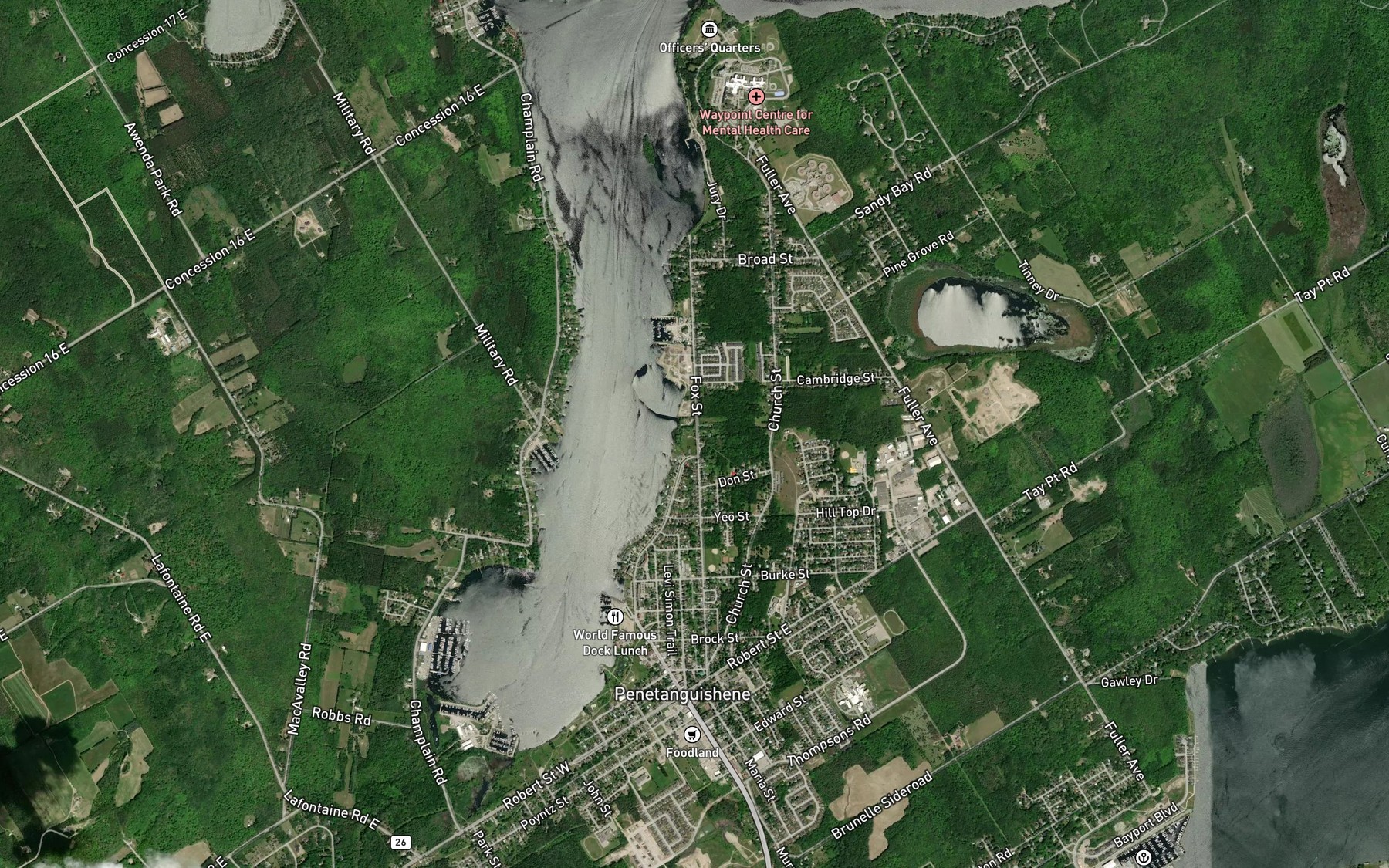 Satellite map of the Baie de Penetang