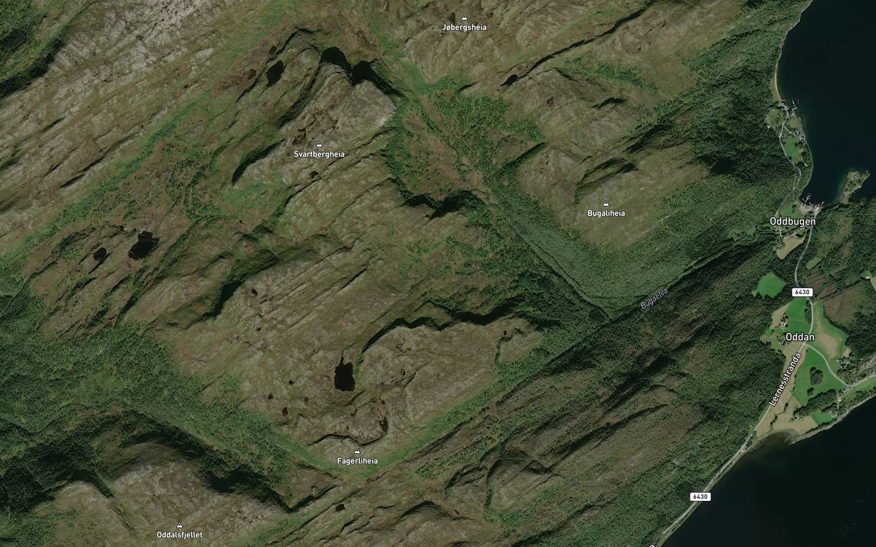 Satellite map of the Tverrelva