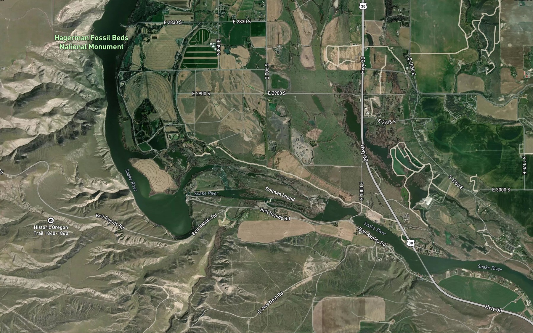 Satellite map of the Hunt Ditch