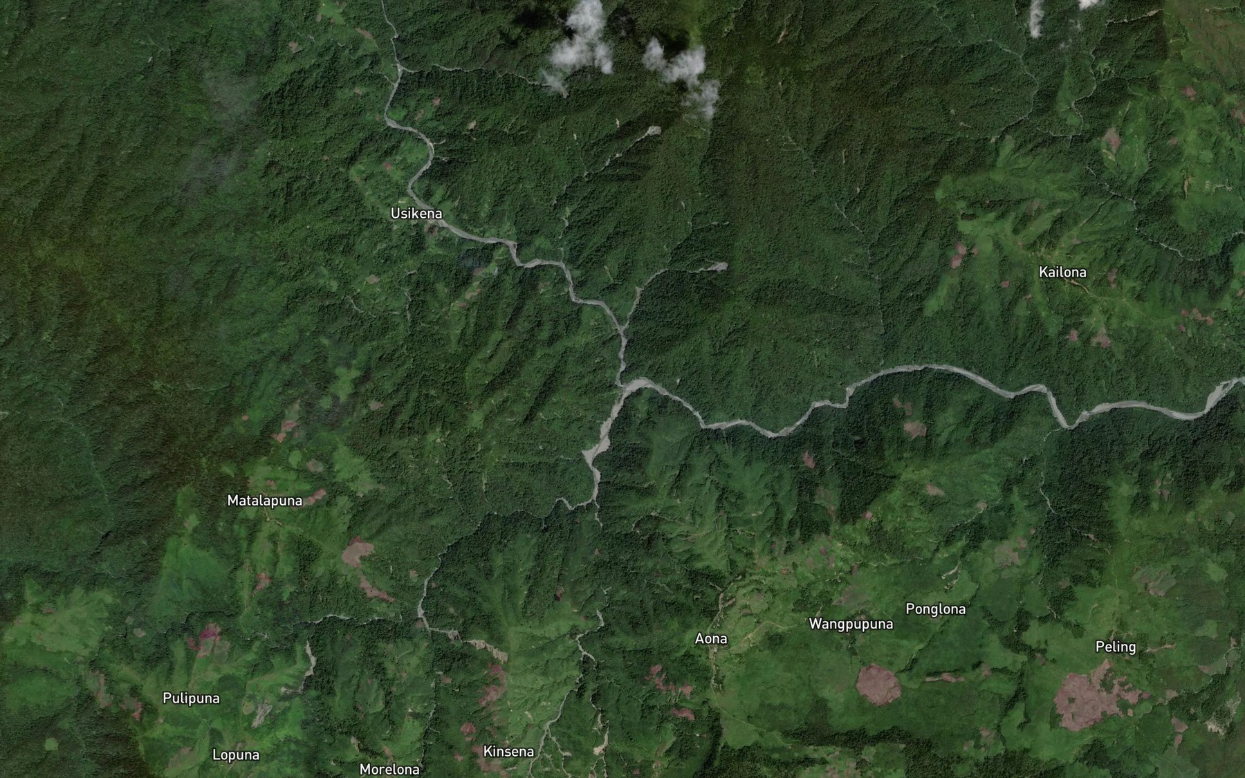 Satellite map of the Megigi River