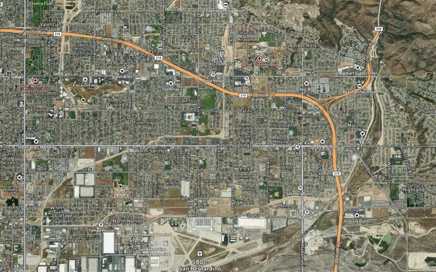 Satellite map of the Sand Creek