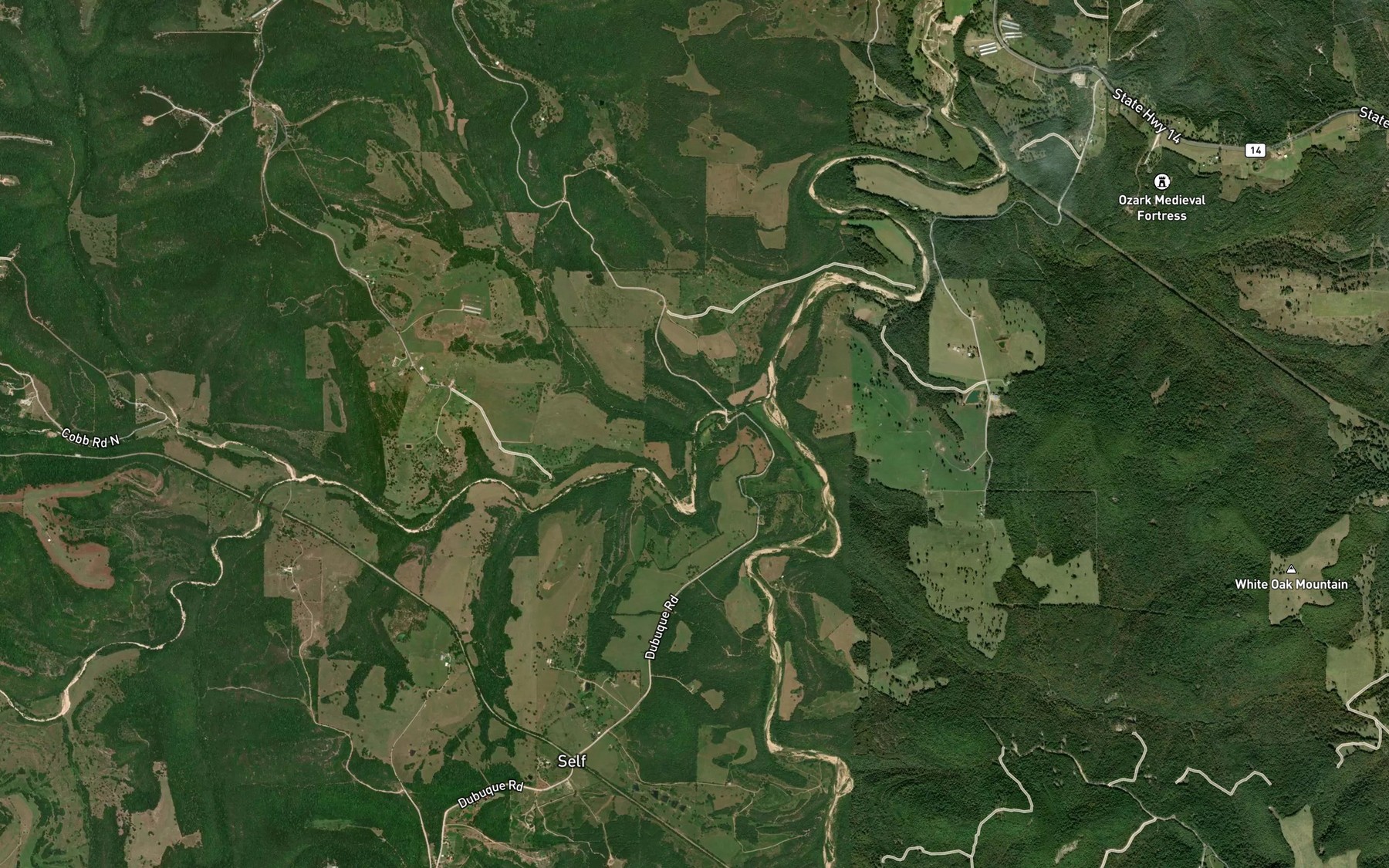 Satellite map of the Cedar Creek