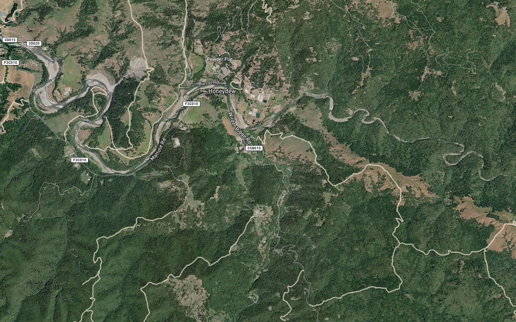 Satellite map of the Bear Trap Creek