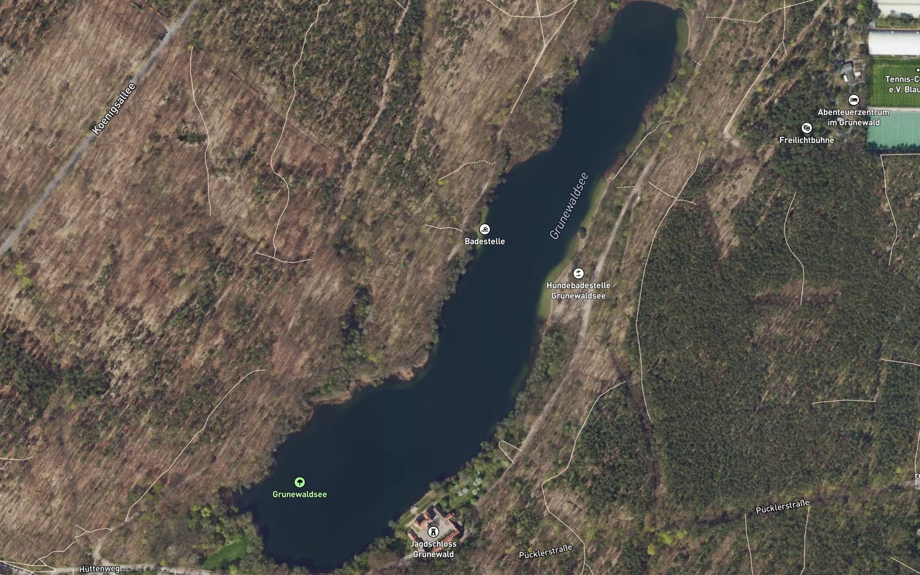 Satellite map of the Grunewaldsee