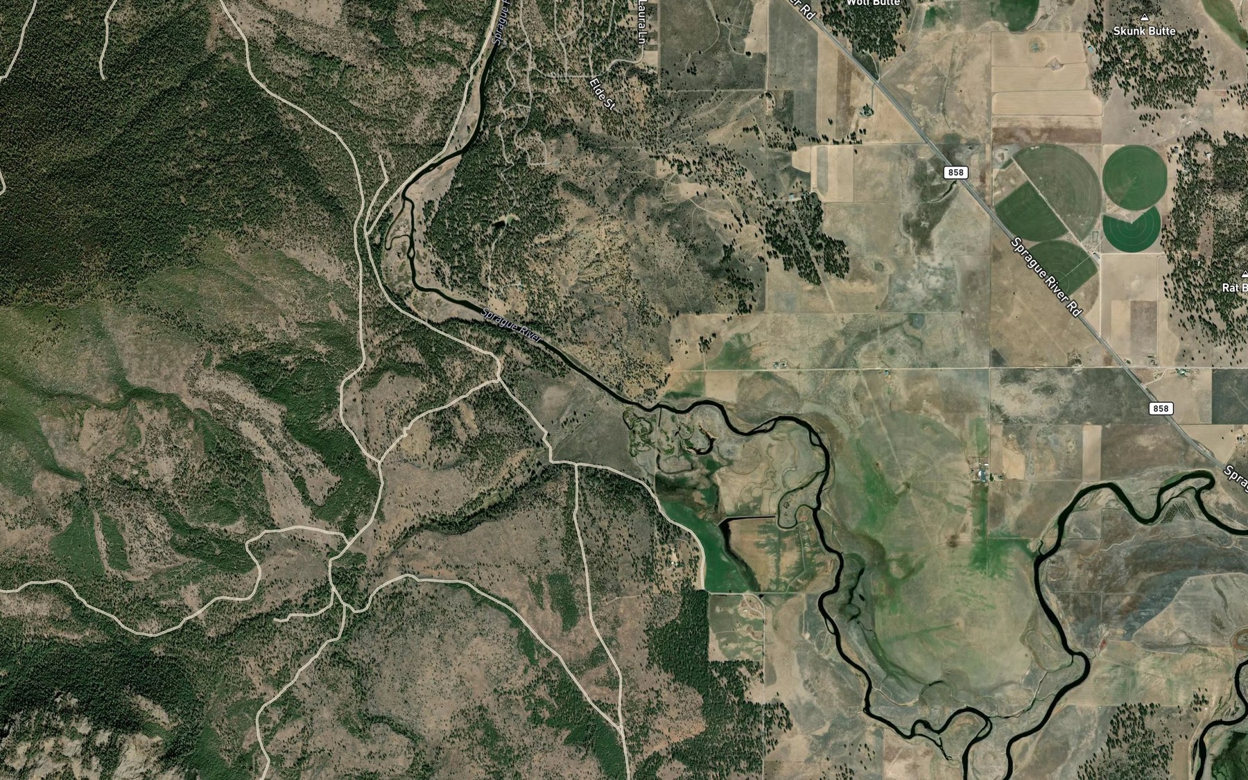 Satellite map of the Trout Creek