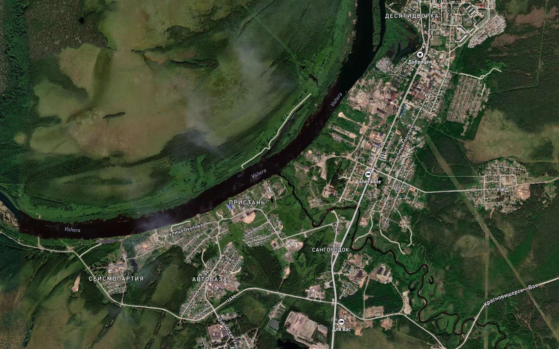 Satellite map of the Vizhaikha