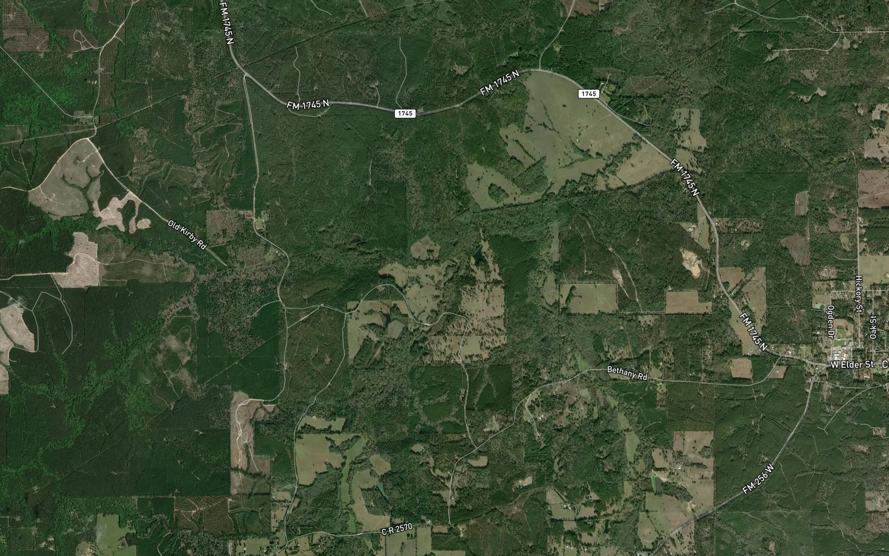 Satellite map of the Cowpen Creek