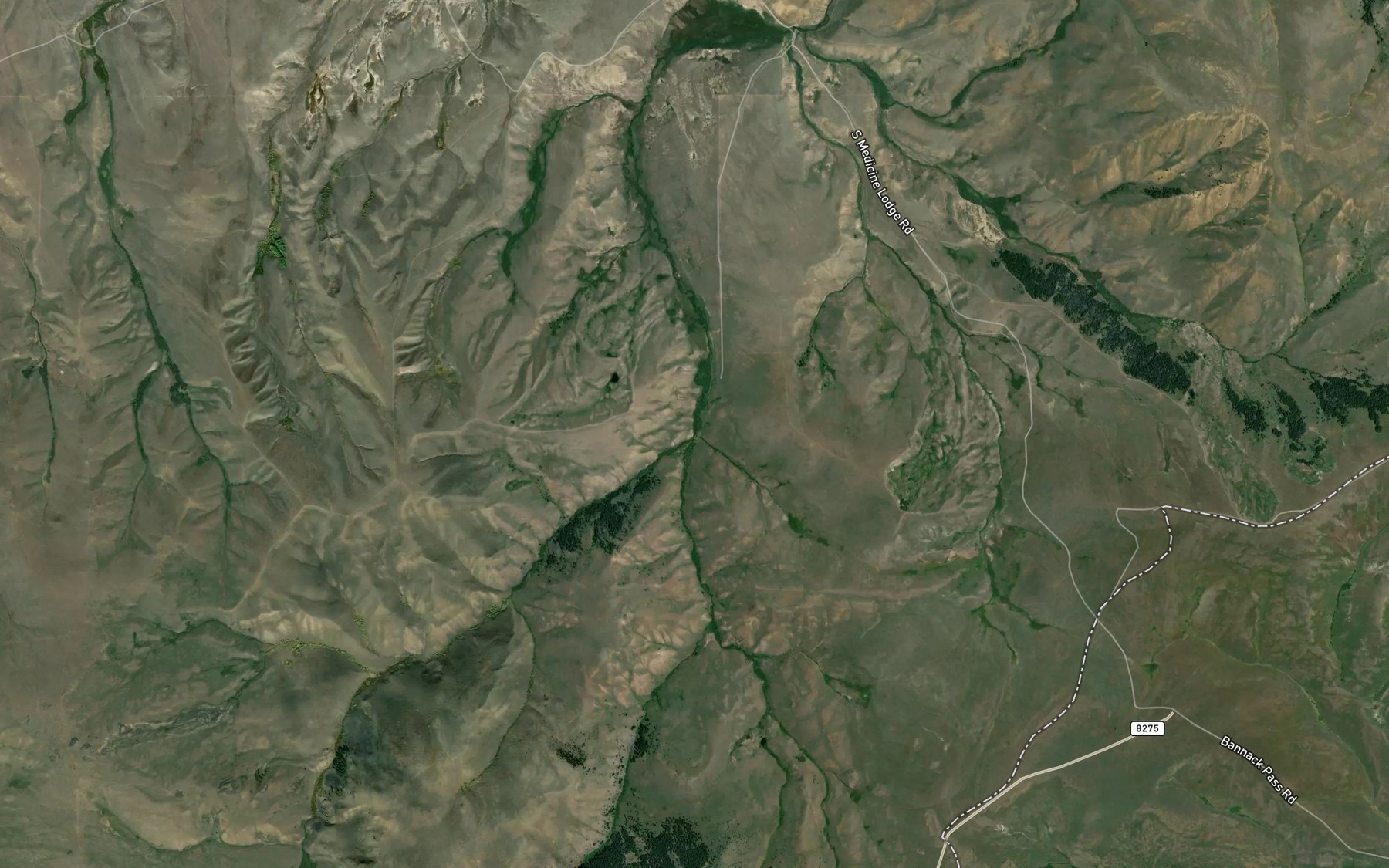 Satellite map of the Little Deadman Creek
