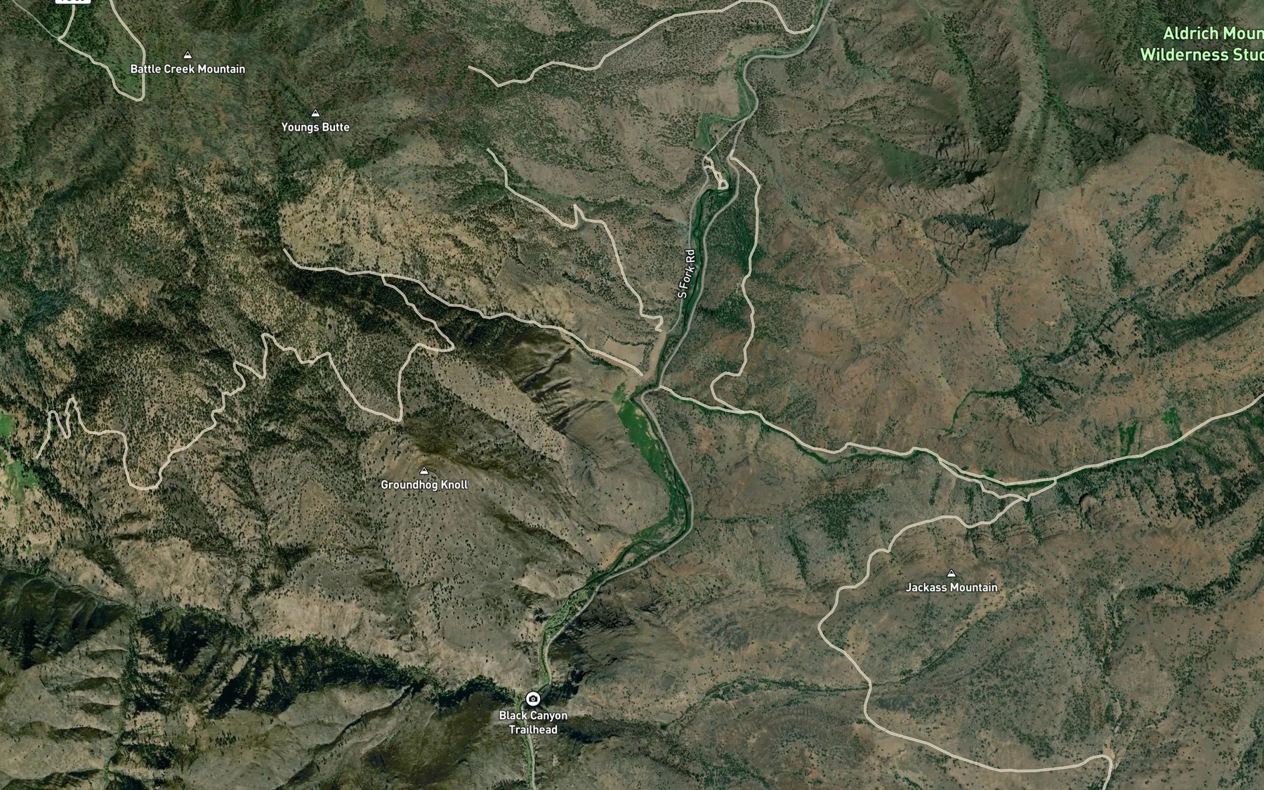 Satellite map of the Youngs Creek