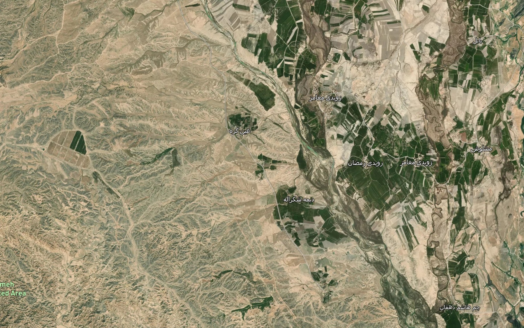 Satellite map of the Cheshmeh-ye Badr