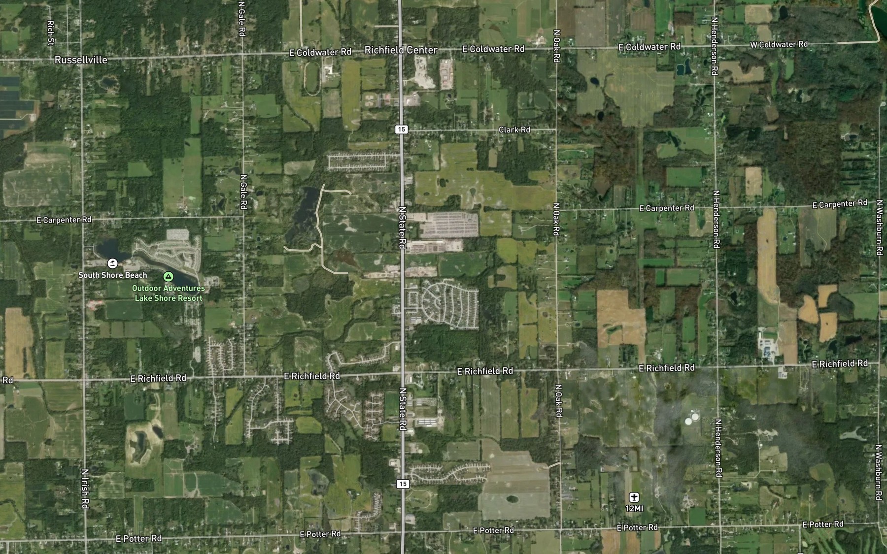 Satellite map of the Bird Drain