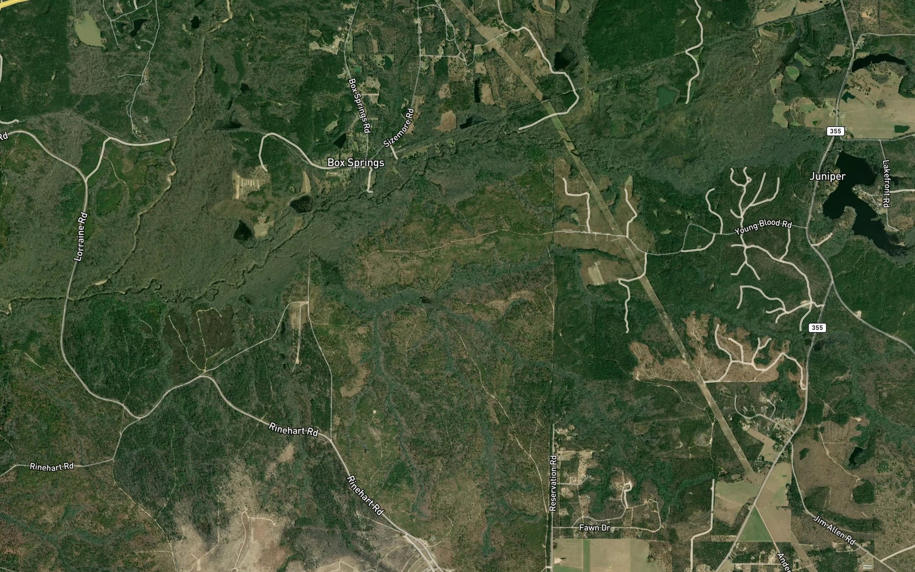 Satellite map of the Little Juniper Creek