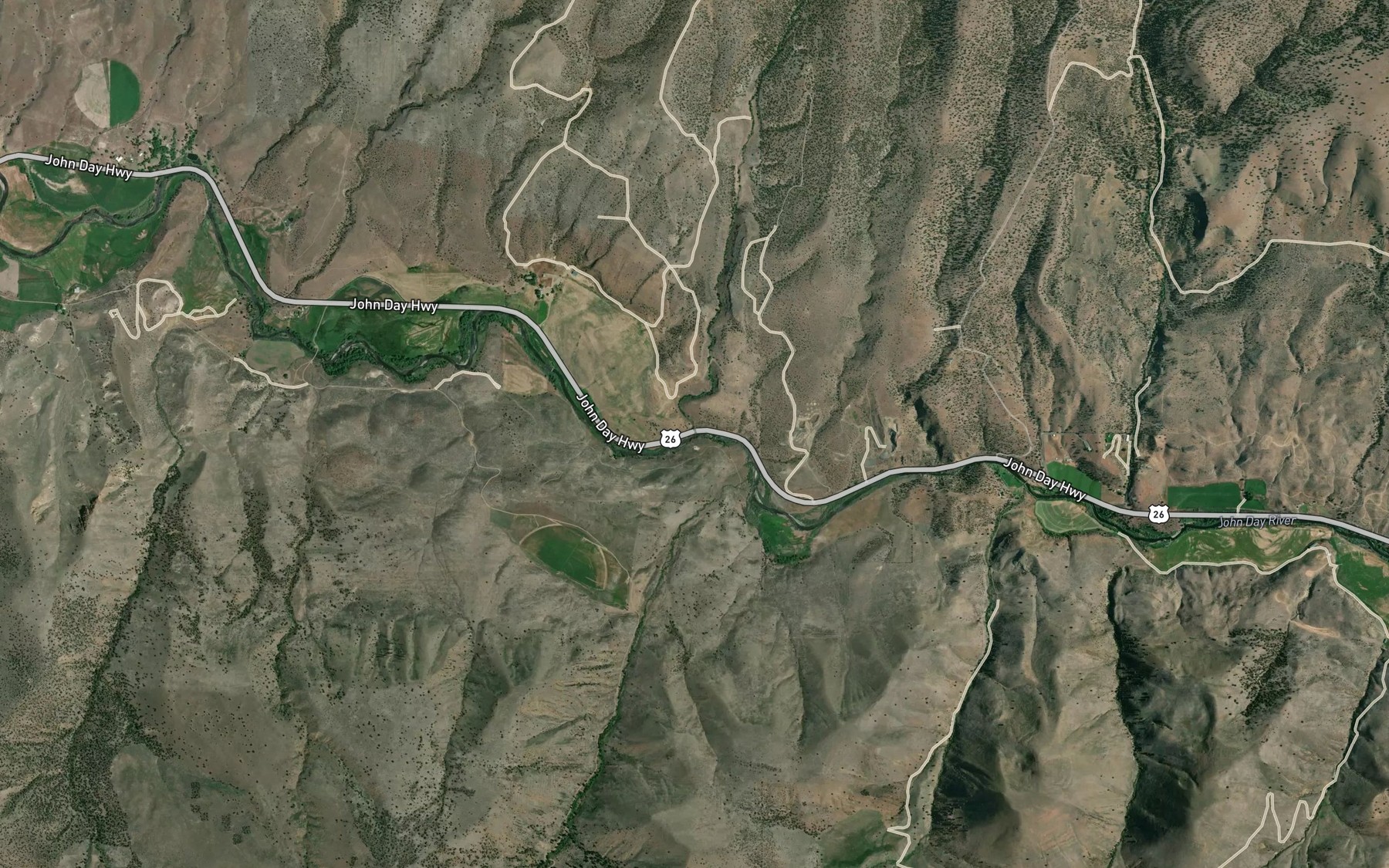Satellite map of the Marks Creek