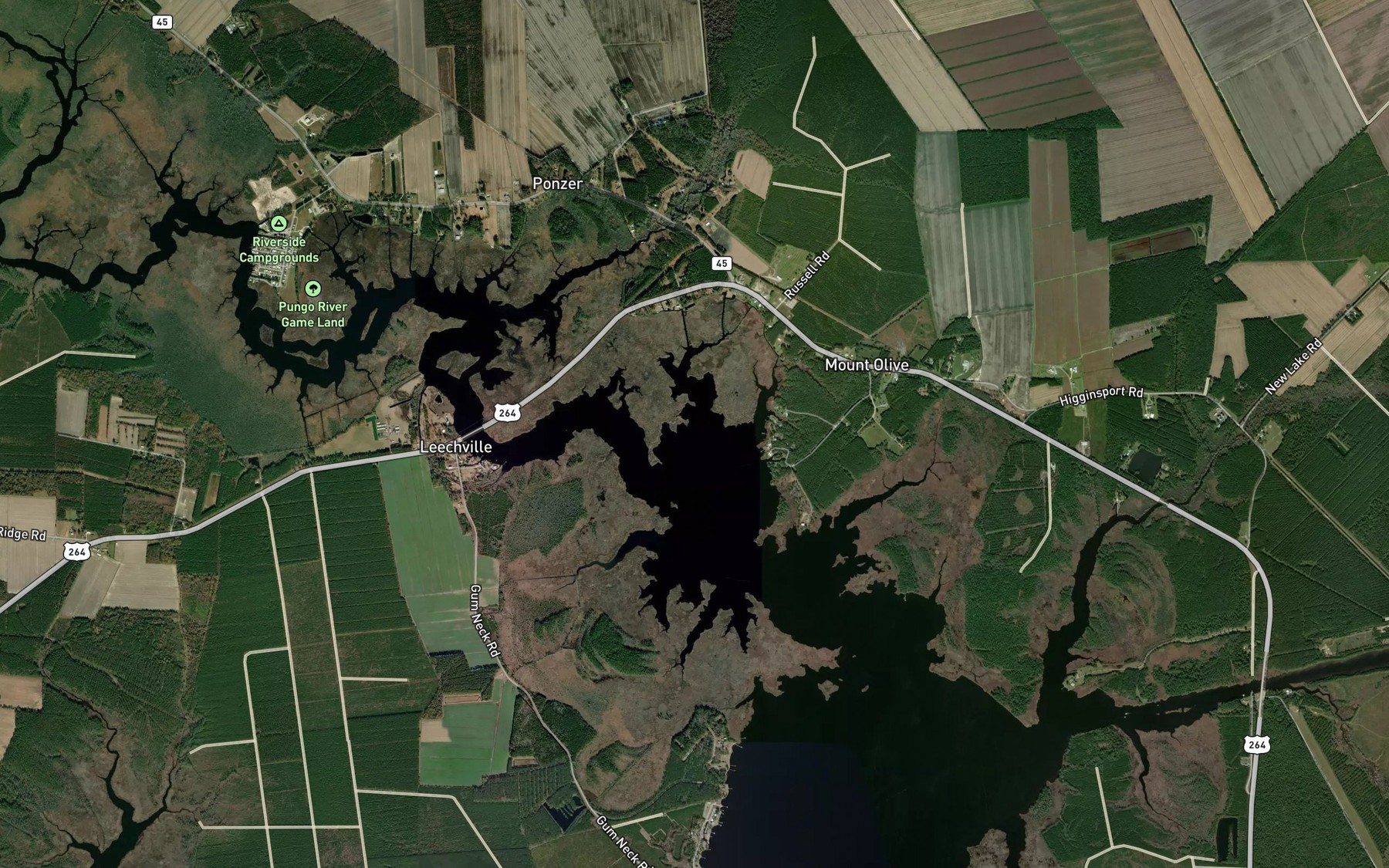 Satellite map of the Mount Olive Creek