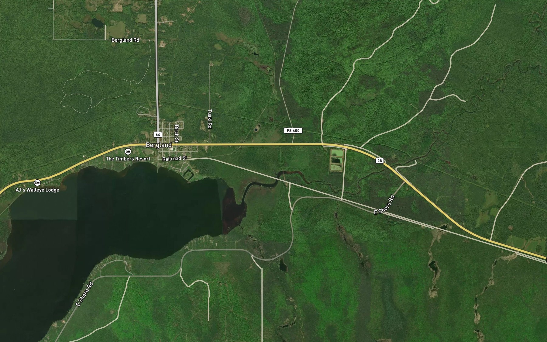Satellite map of the Town Line Creek