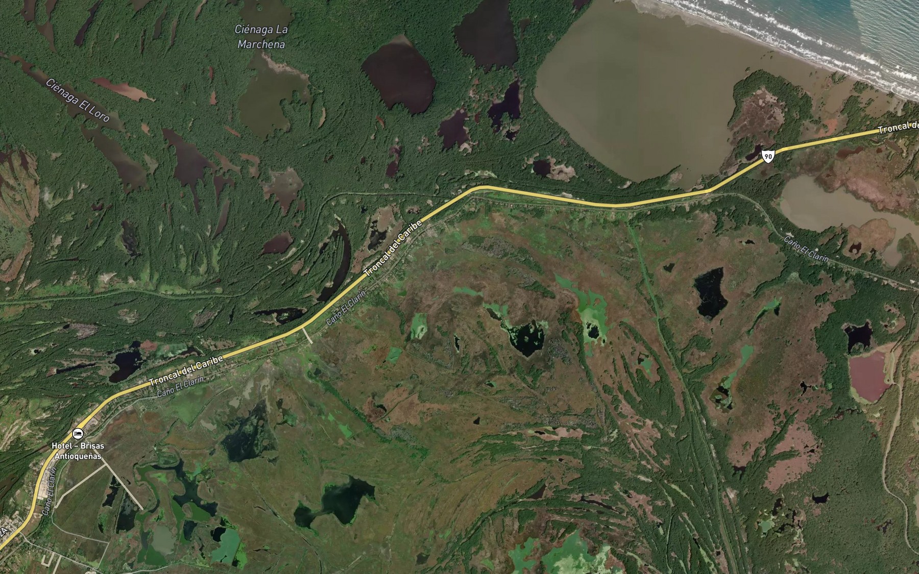 Satellite map of the Cienaga Manaties
