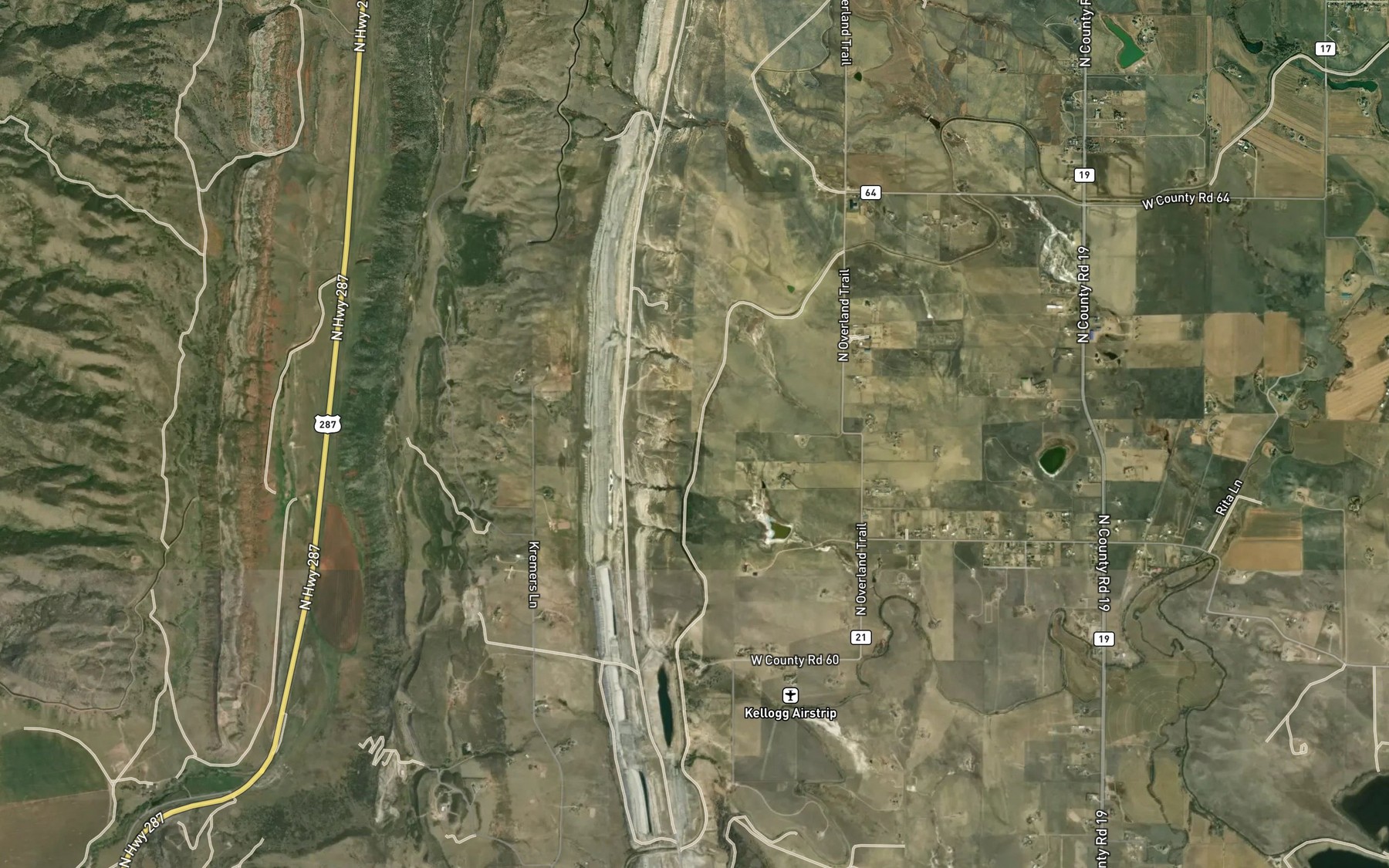 Satellite map of the Poudre Valley Canal