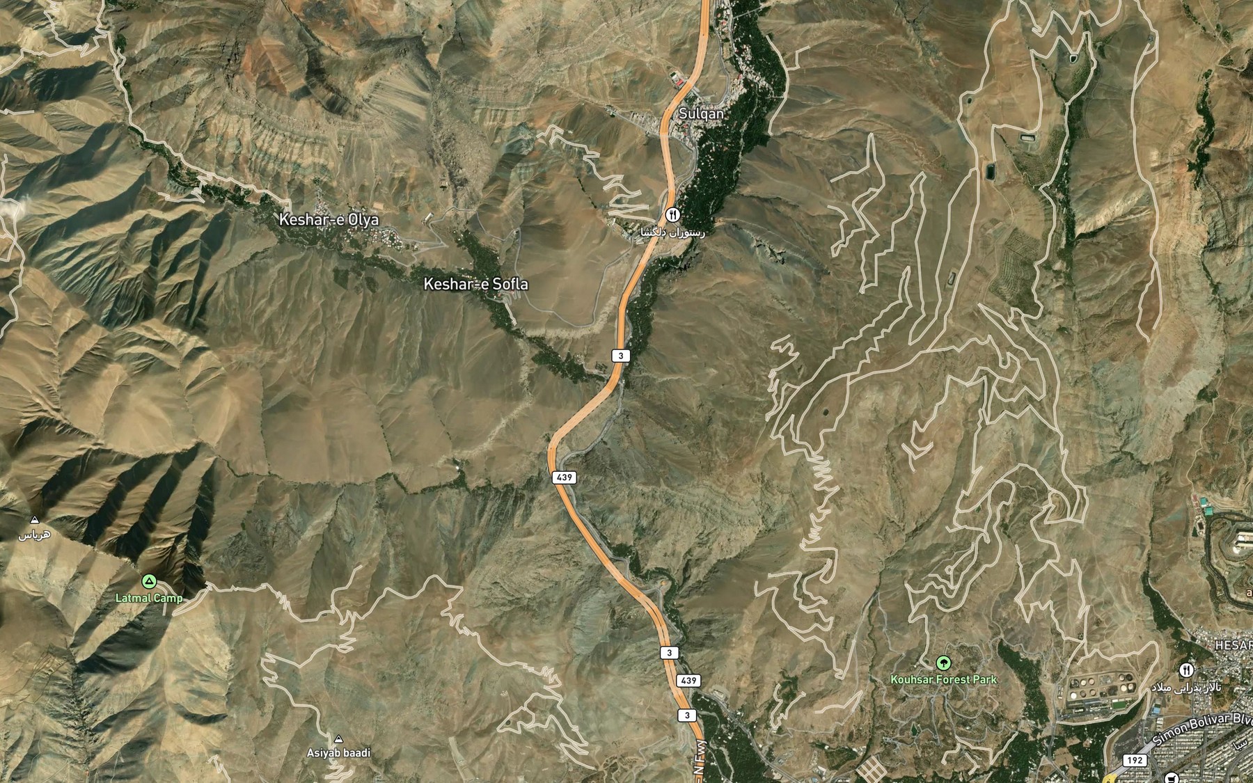 Satellite map of the Rudkhaneh-ye Kurak