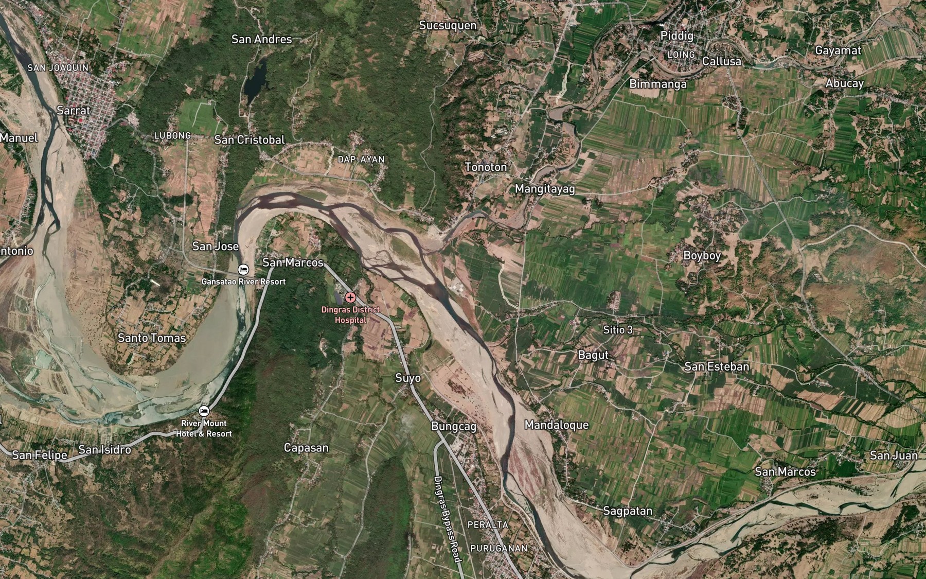 Satellite map of the Malabaga Creek