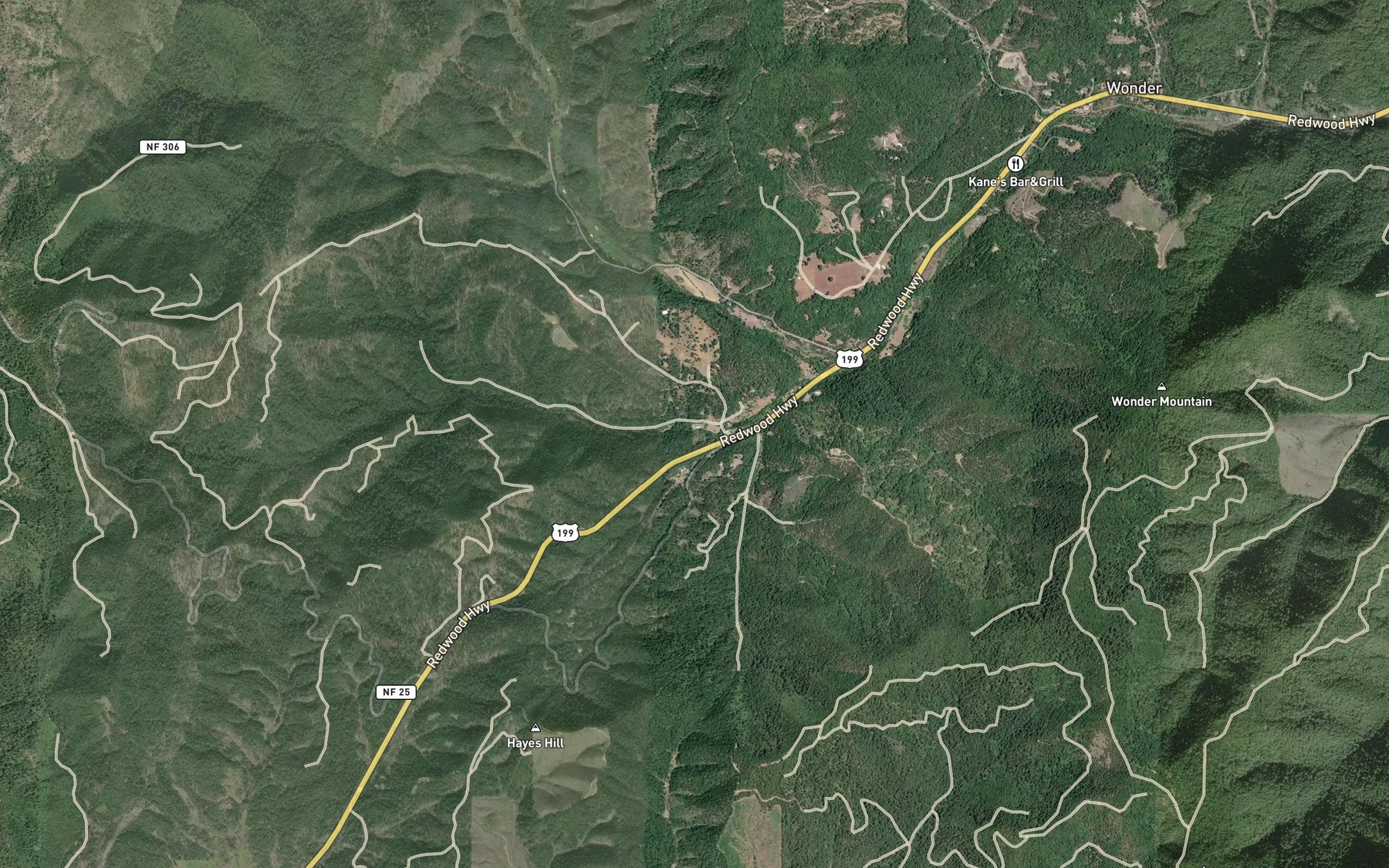Satellite map of the Butcherknife Creek