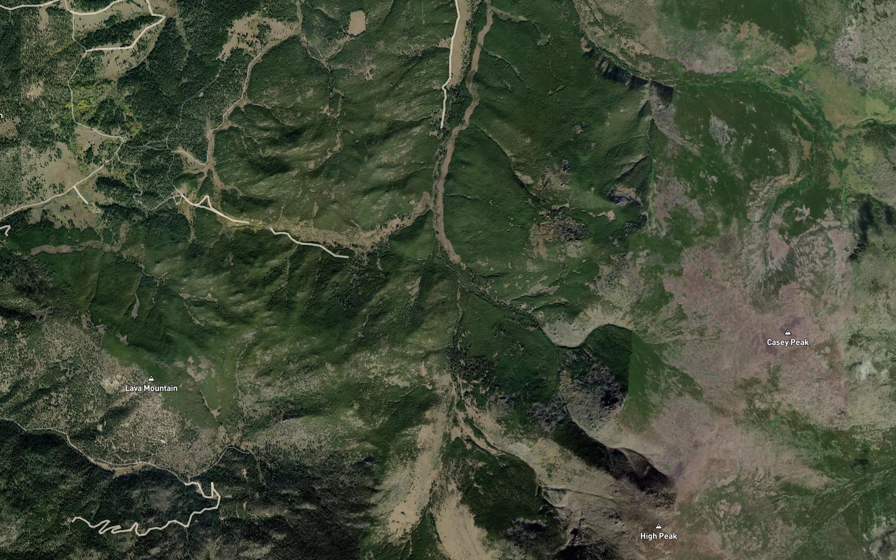 Satellite map of the Tepee Creek