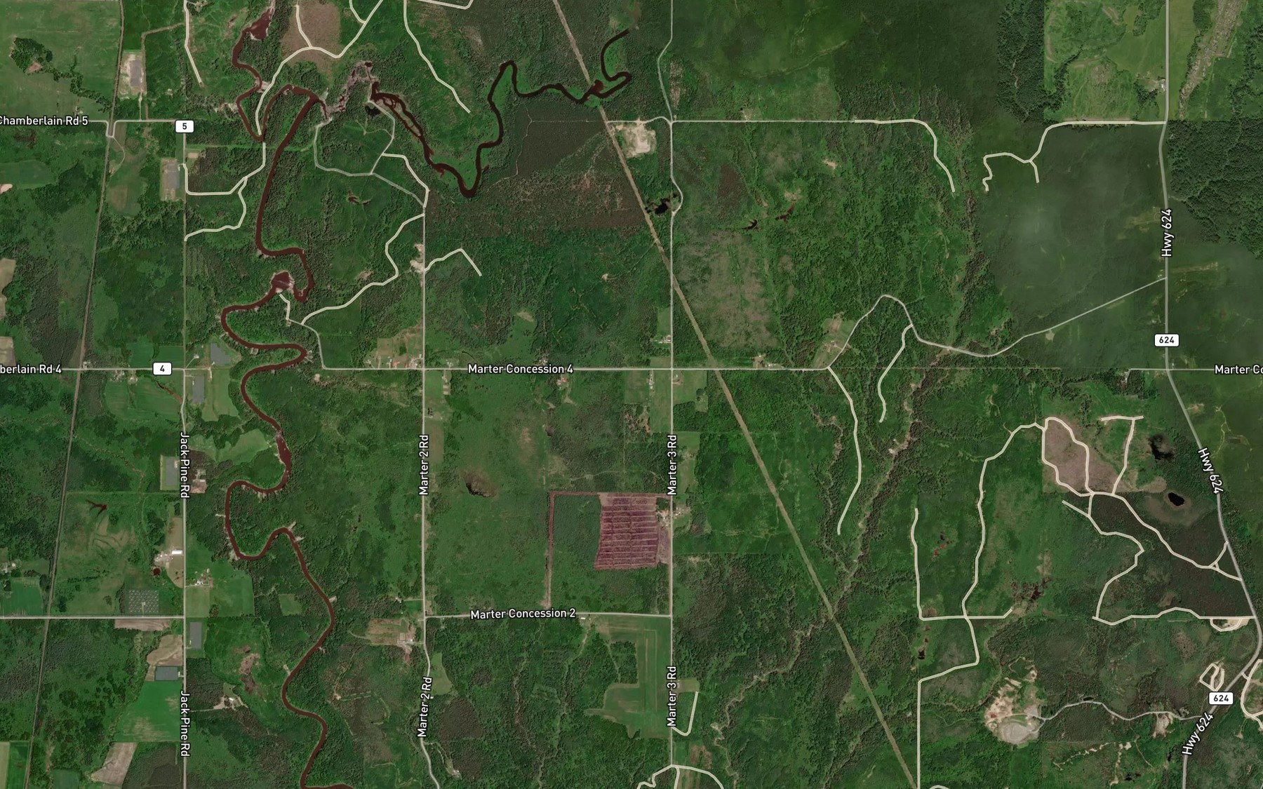 Satellite map of the Stuart's Rapids