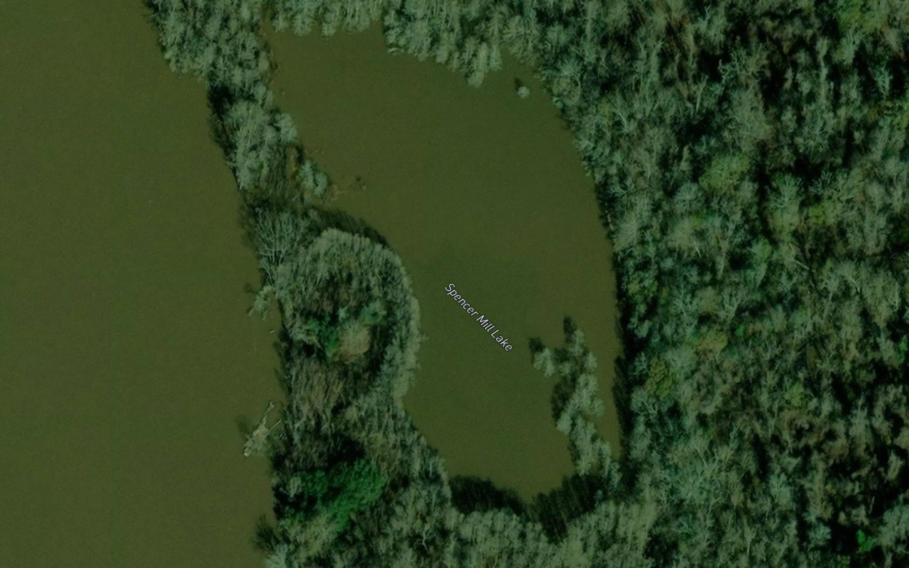 Satellite map of the Spencer Mill Lake