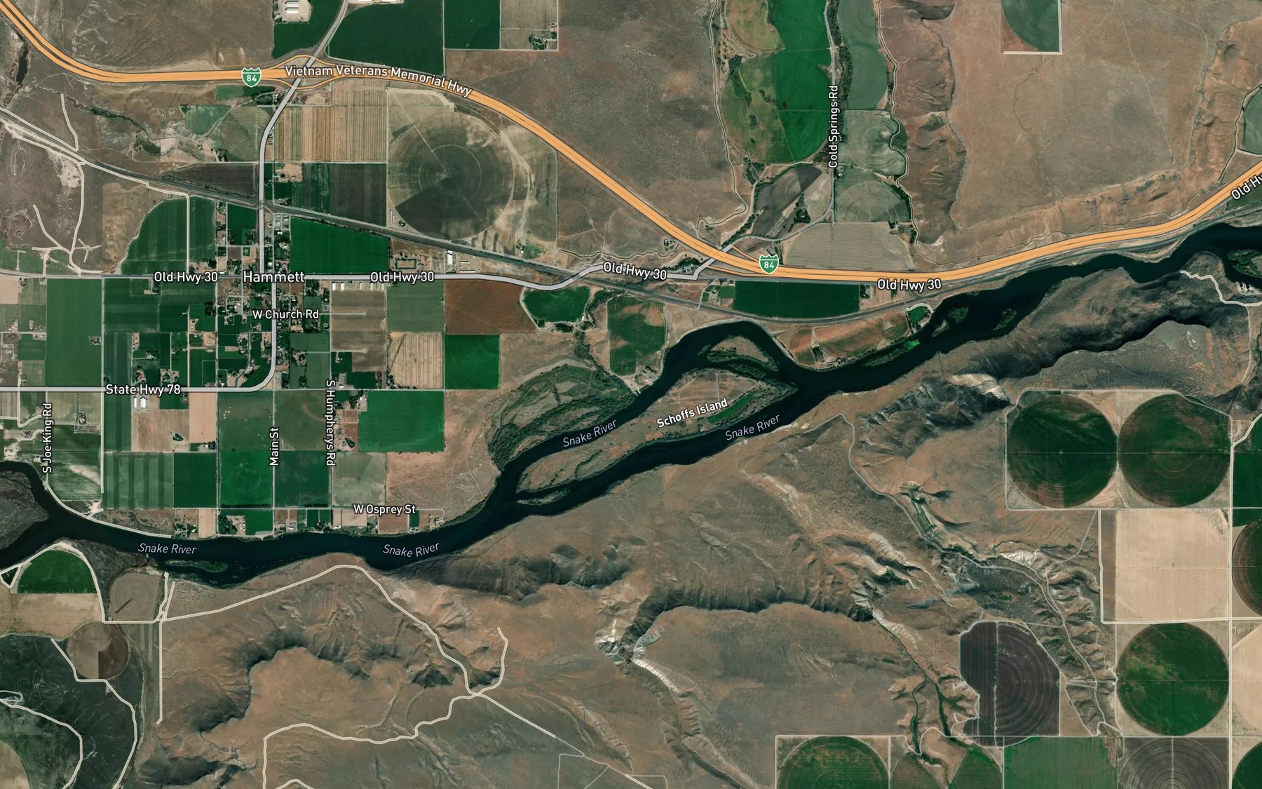 Satellite map of the Cold Springs Creek