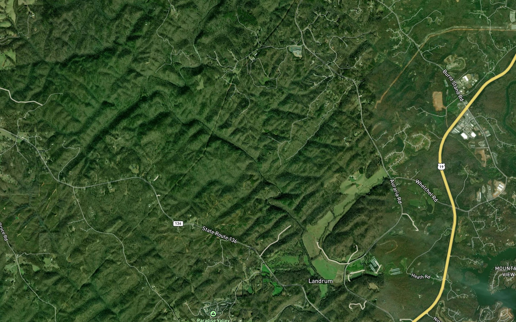 Satellite map of the Baggs Branch