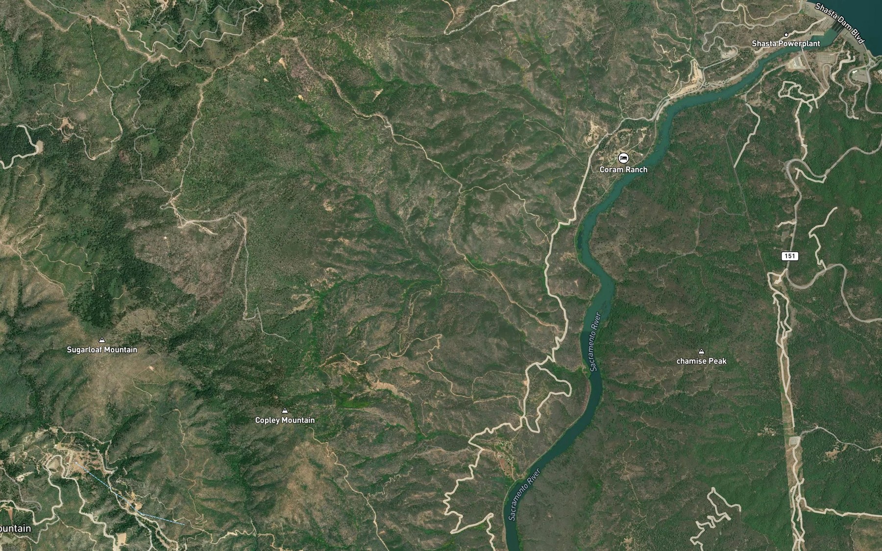 Satellite map of the South Fork Motion Creek