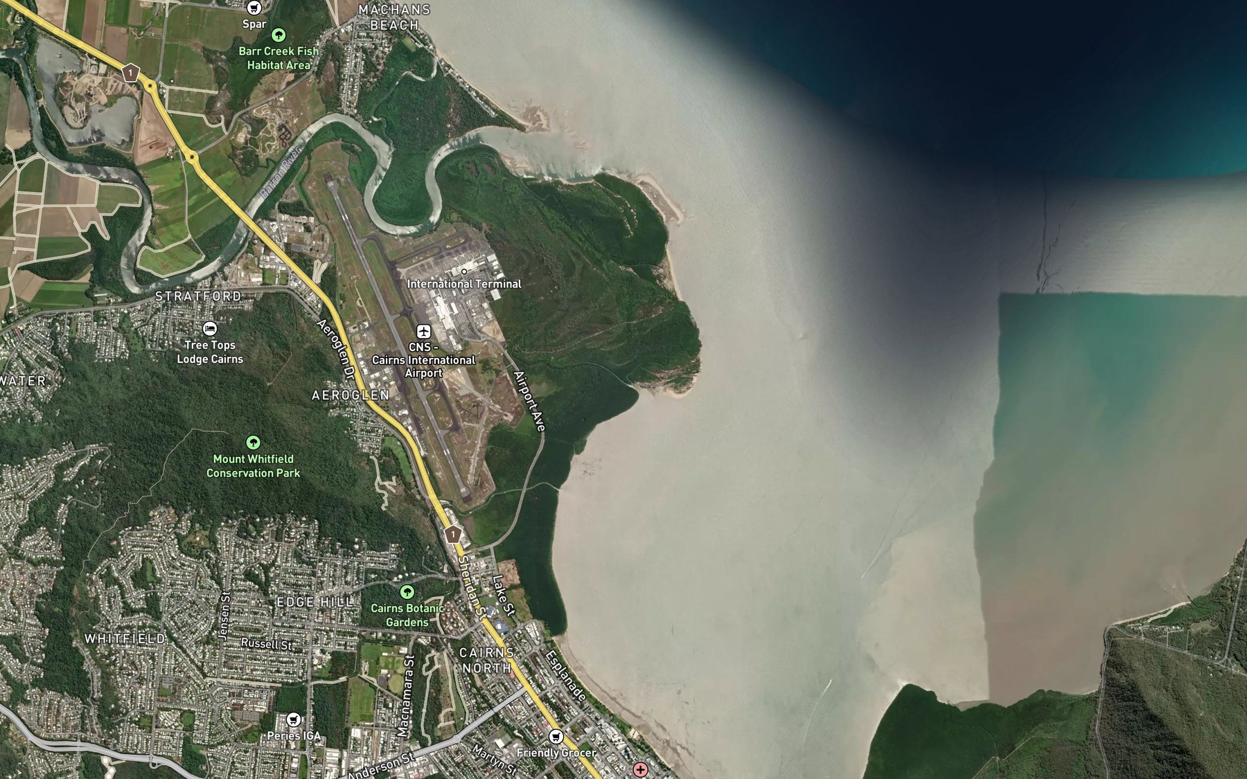 Satellite map of the Little Barron River