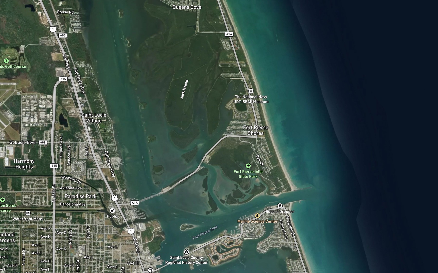 Satellite map of the Fort Pierce Cut