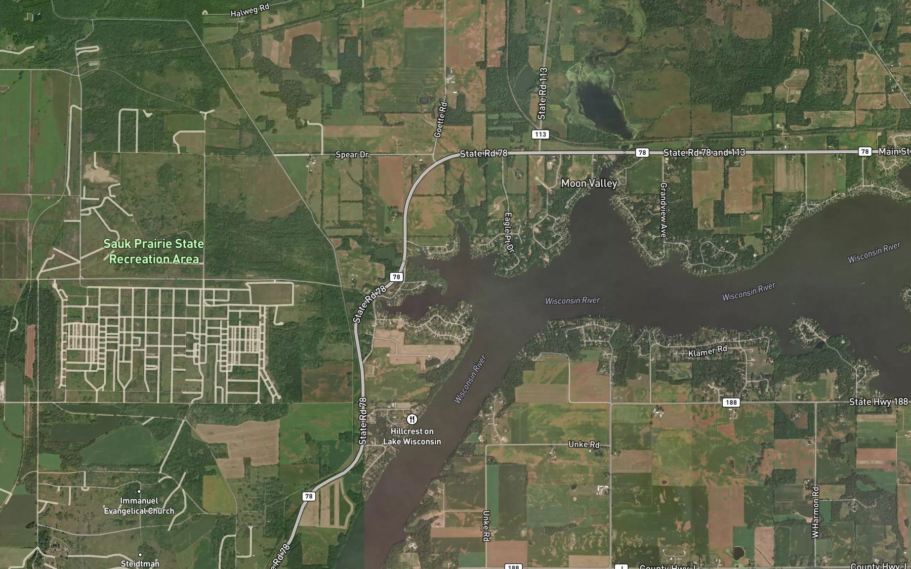 Satellite map of the Wiegands Bay