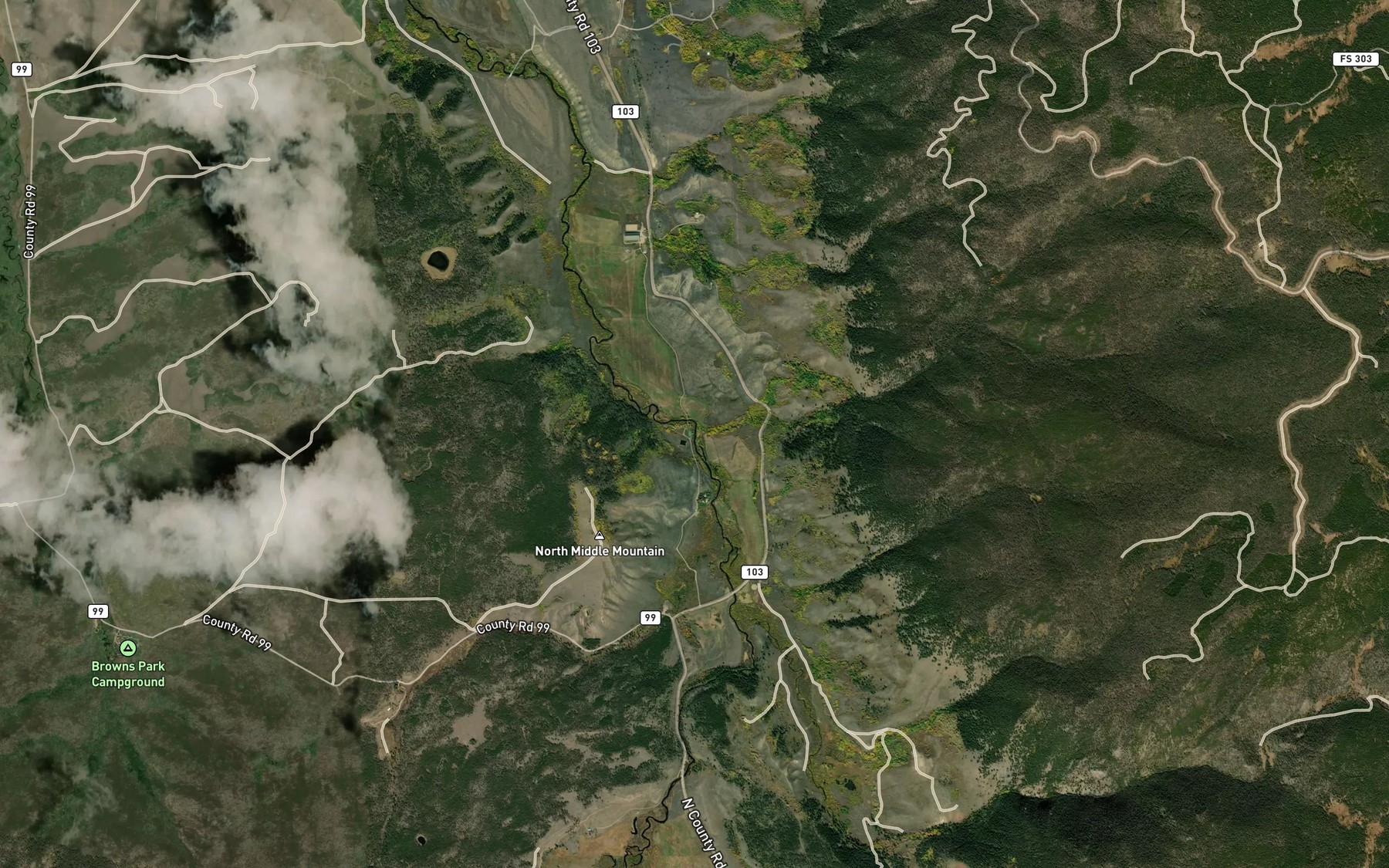 Satellite map of the Brown Creek