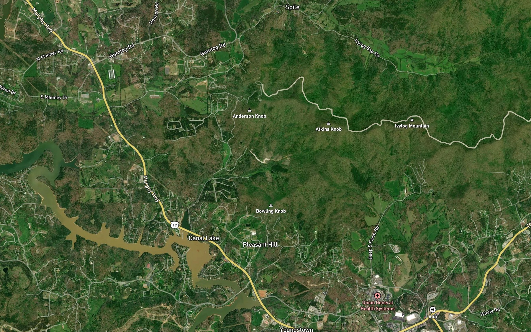 Satellite map of the Rogers Cove
