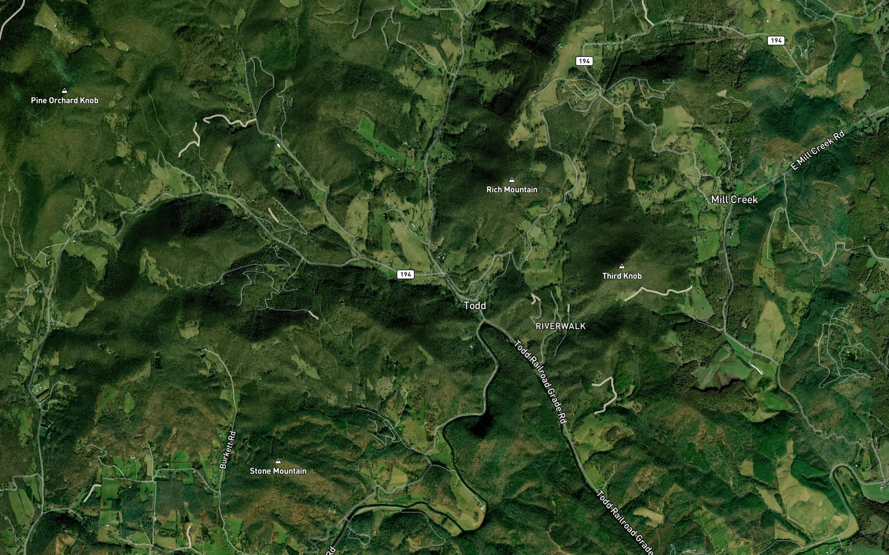 Satellite map of the Pine Orchard Creek