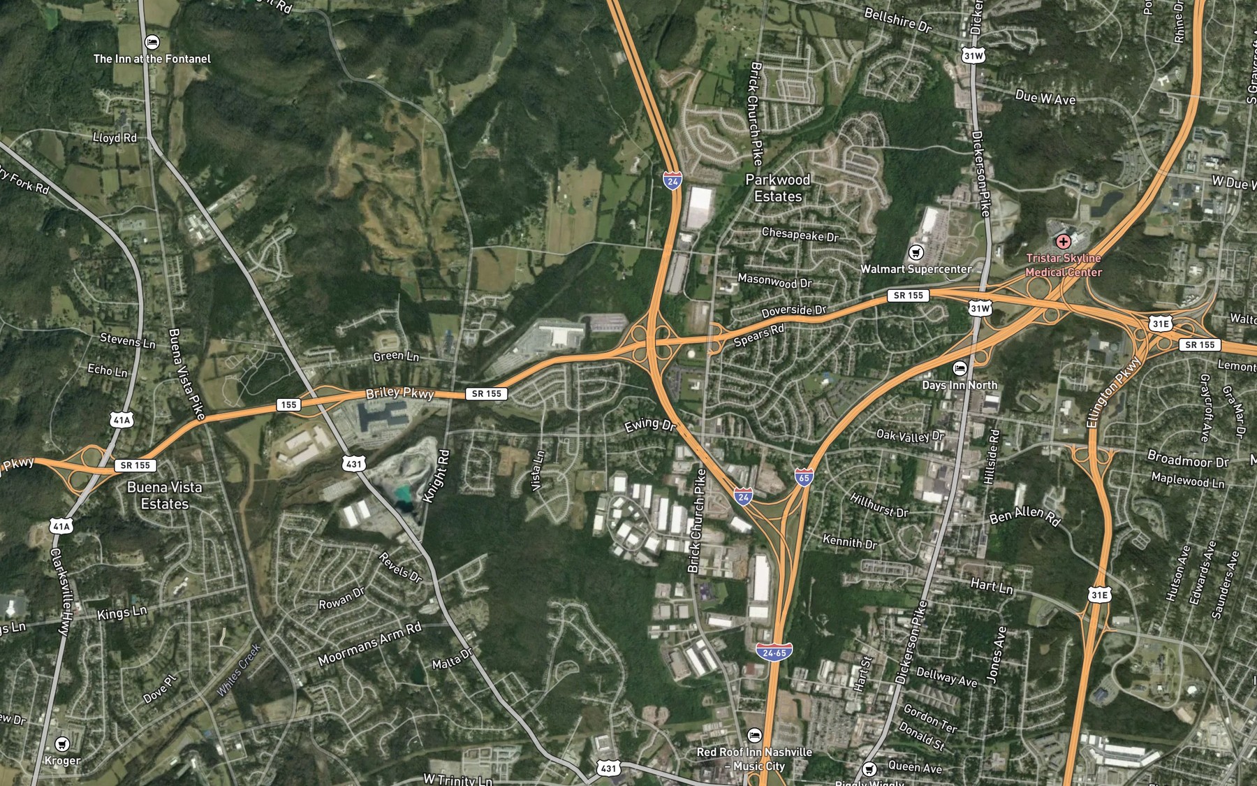 Satellite map of the North Fork Ewing Creek