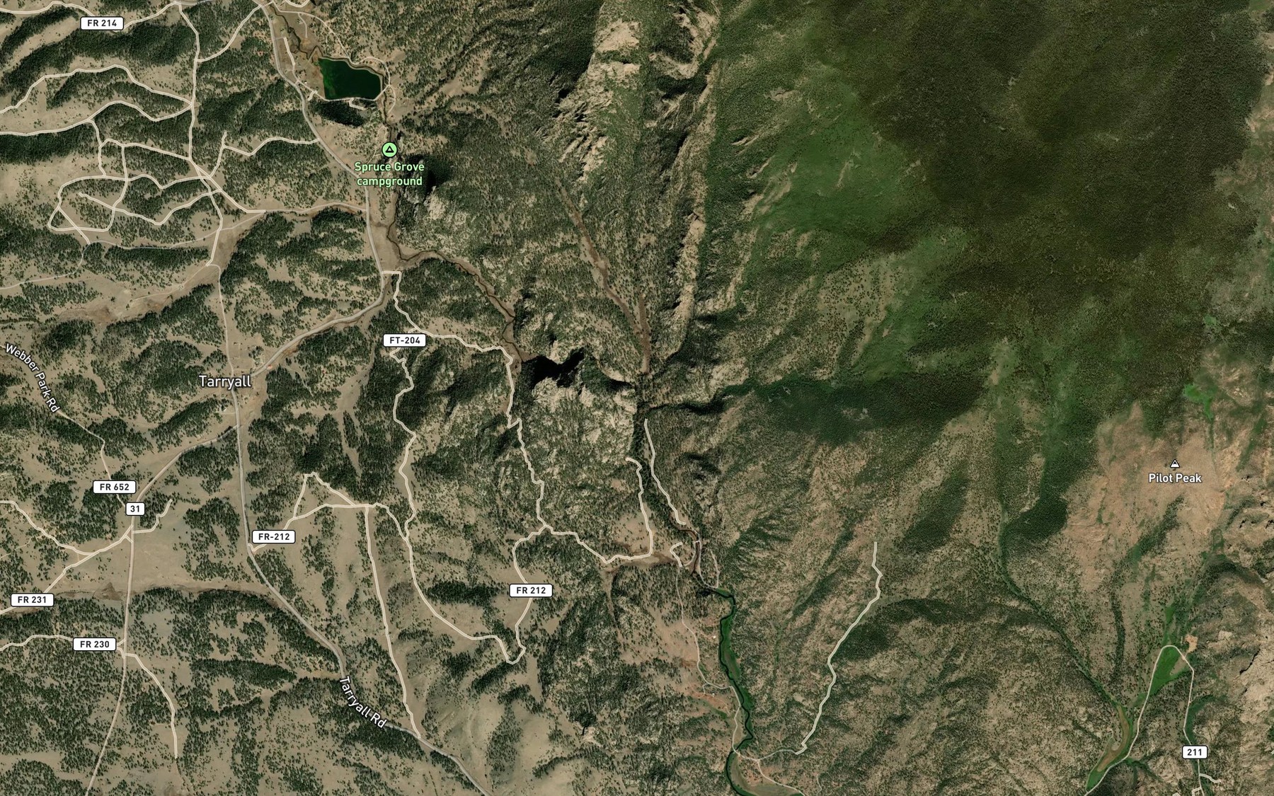 Satellite map of the Beaver Dam Creek