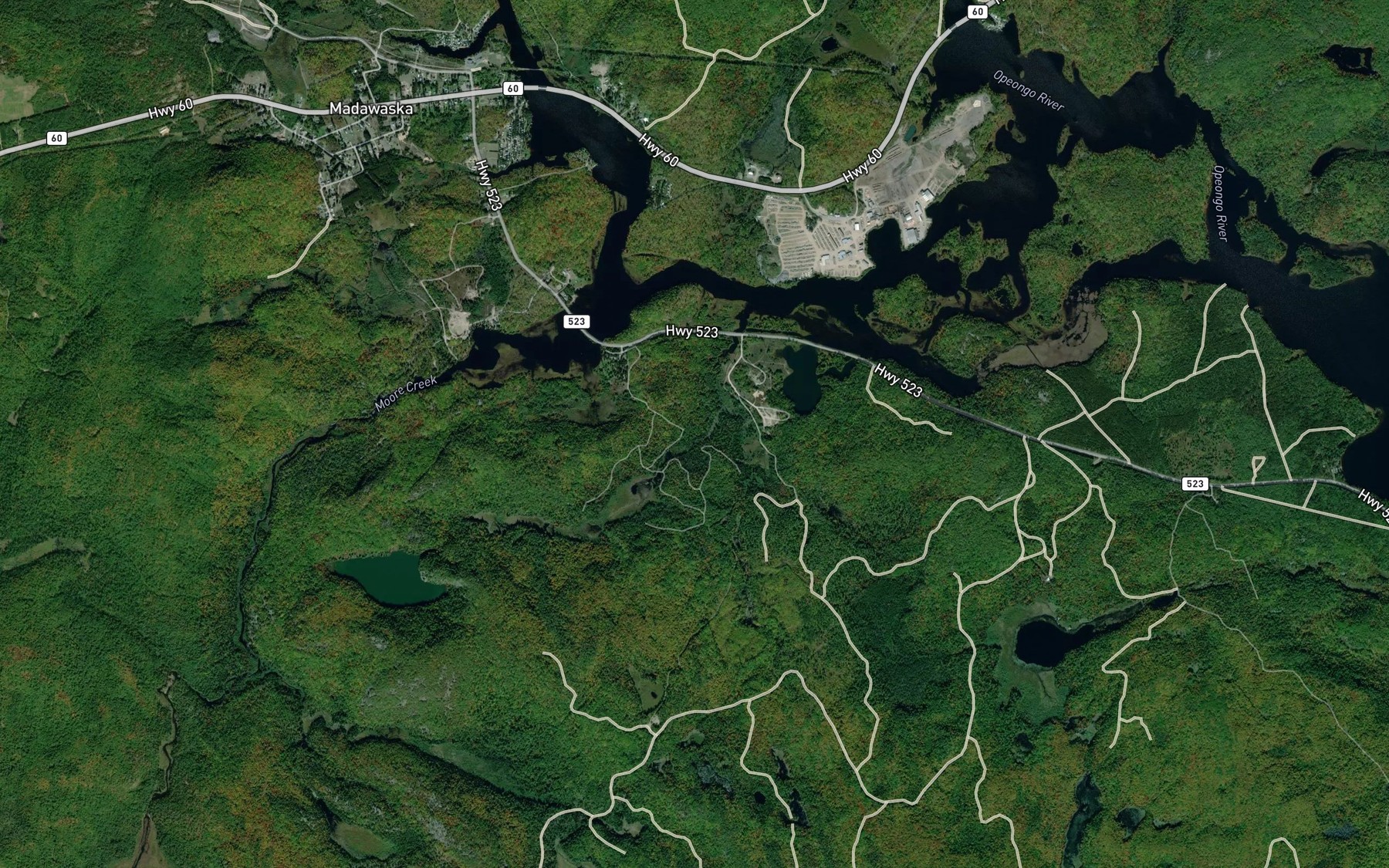 Satellite map of the Moore Creek