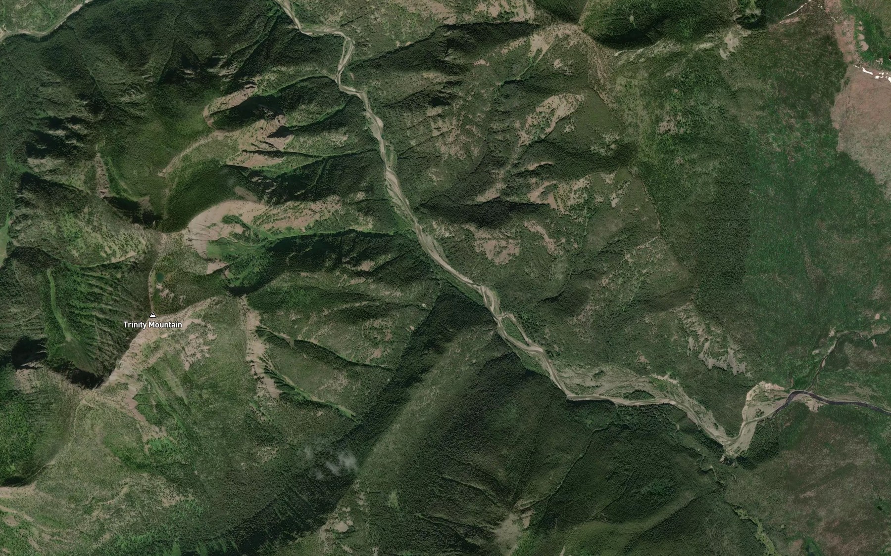 Satellite map of the Dryad Creek