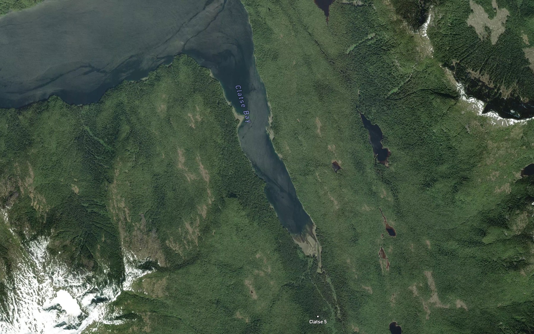 Satellite map of the Clatse Bay