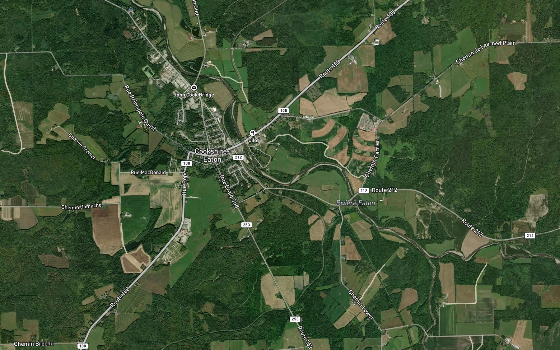 Satellite map of the Etang Jolicoeur