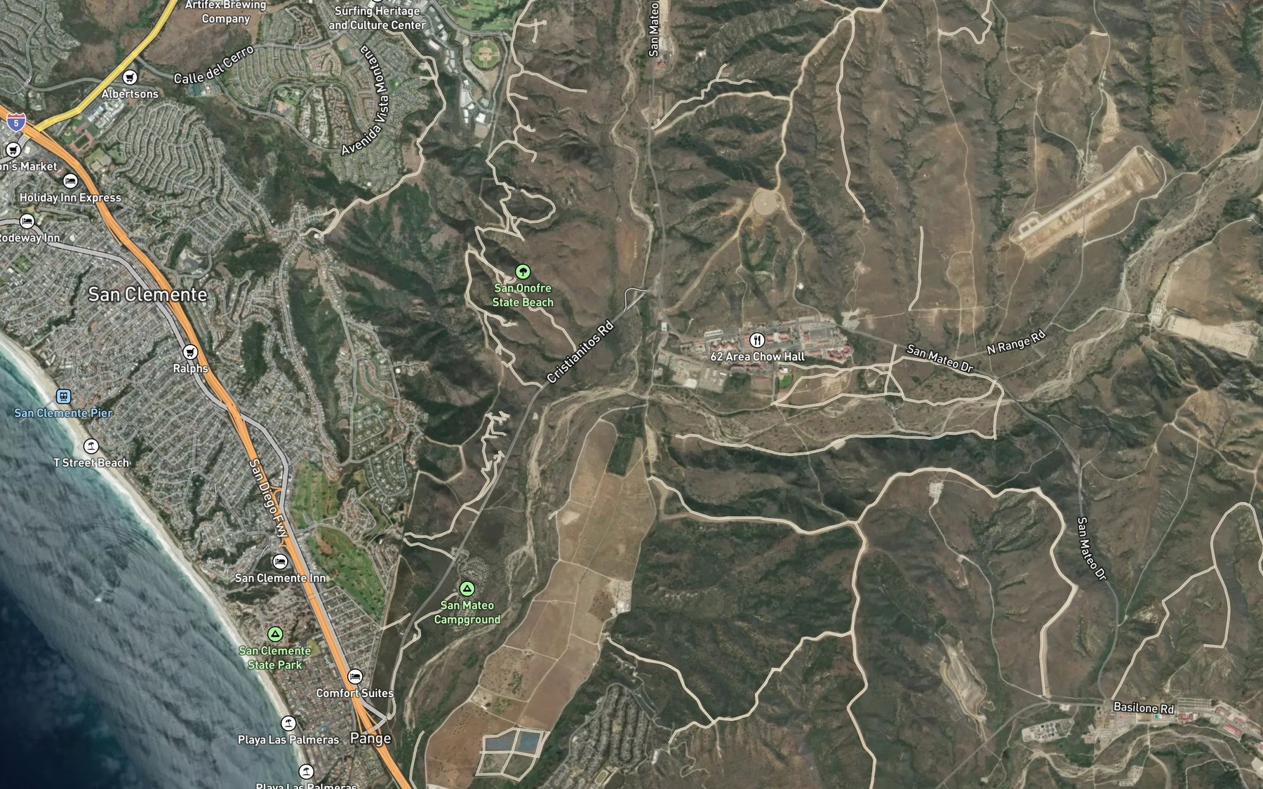 Satellite map of the Cristianitos Creek
