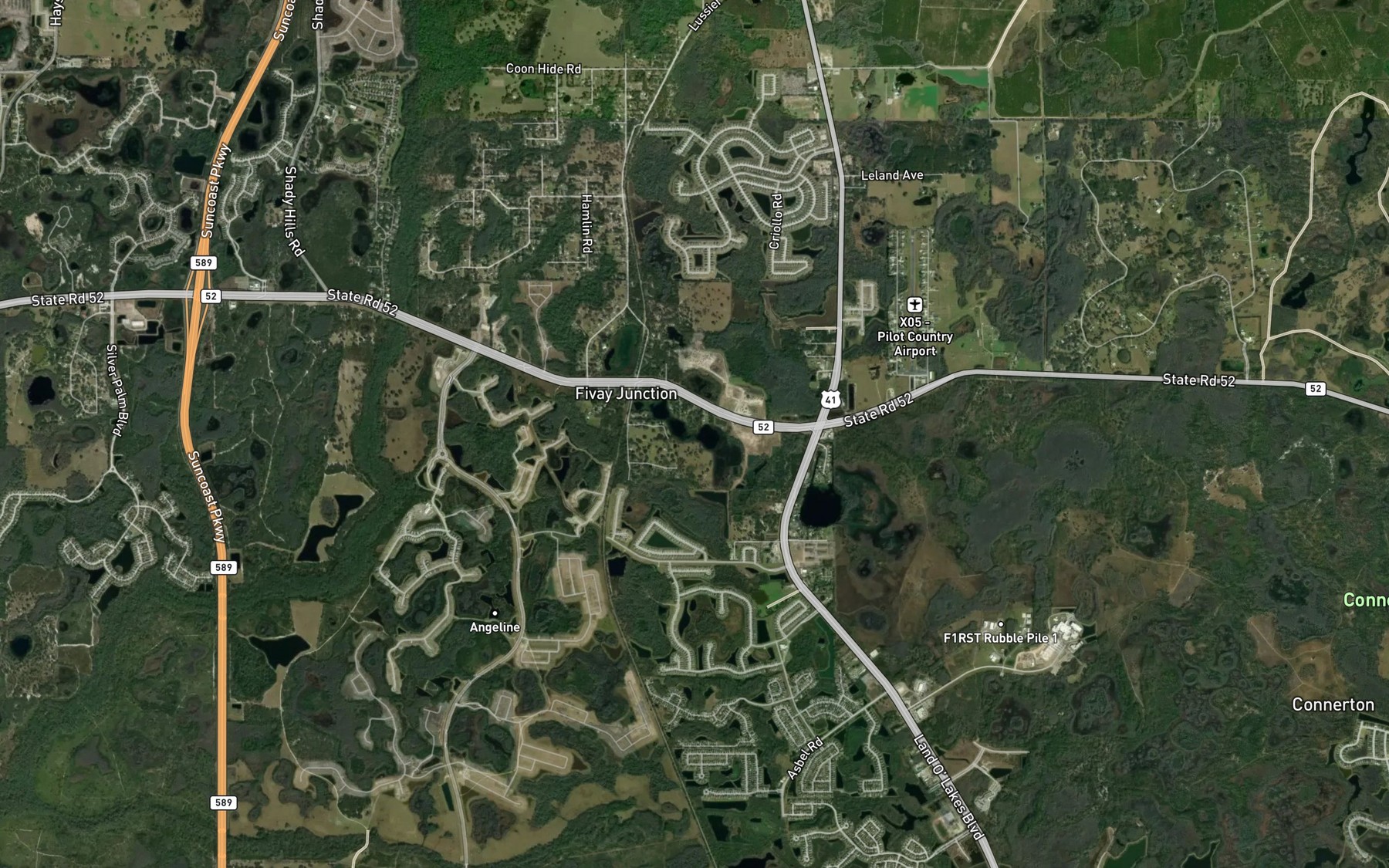 Satellite map of the Pierce Lake