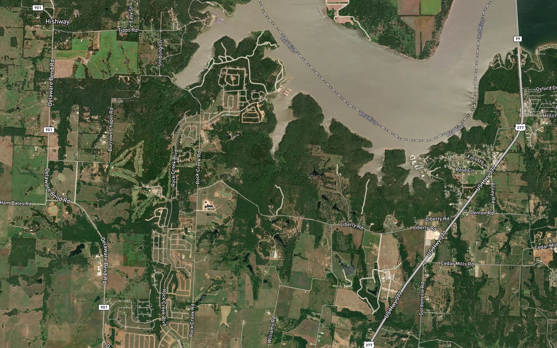 Satellite map of the Pawpaw Creek