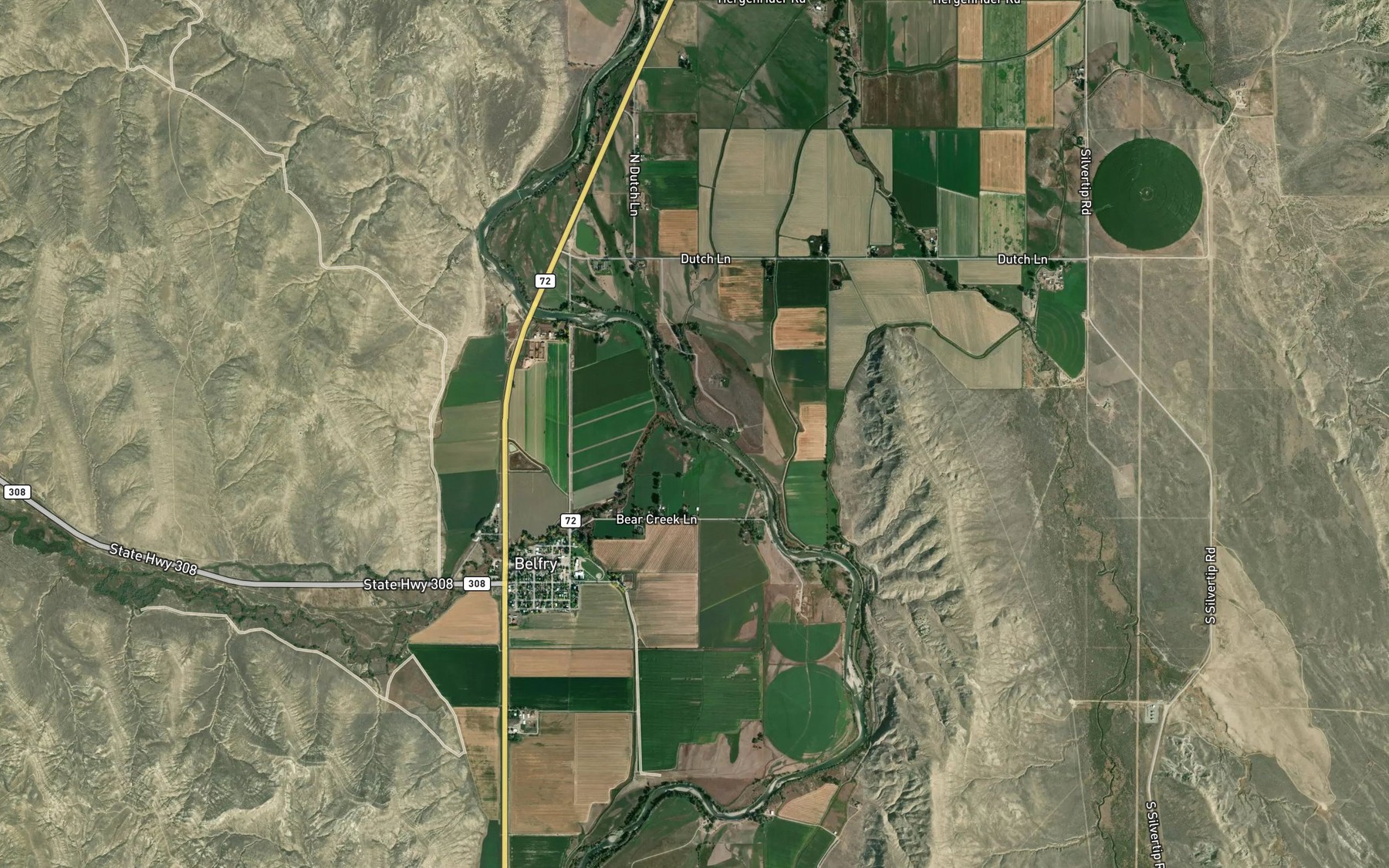 Satellite map of the Bear Creek