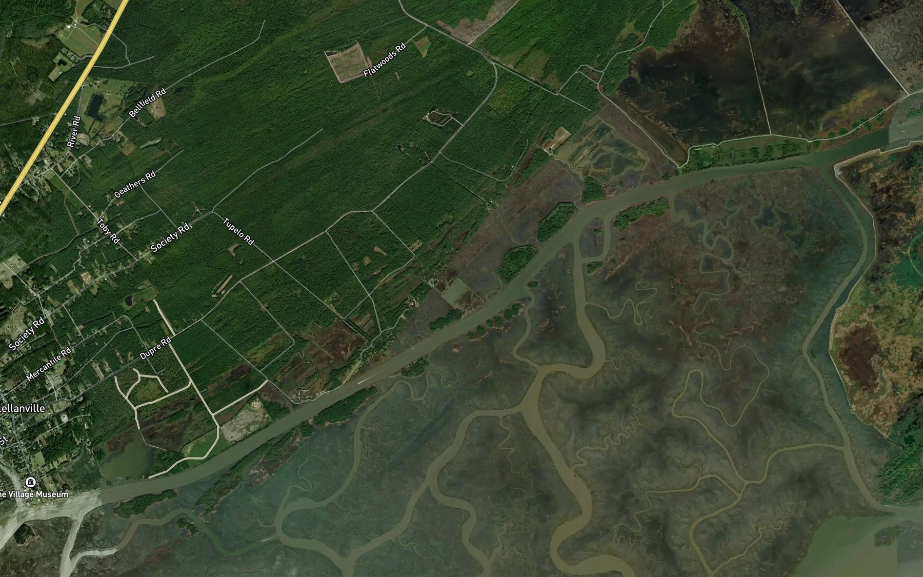 Satellite map of the DuPre Creek