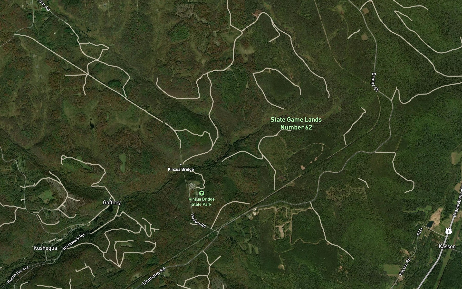 Satellite map of the Threemile Run