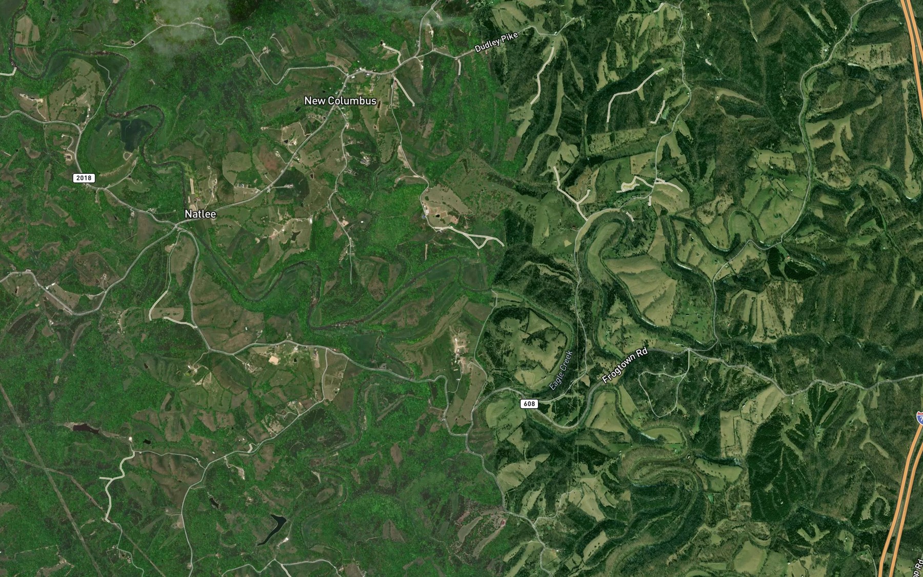 Satellite map of the Lytles Fork