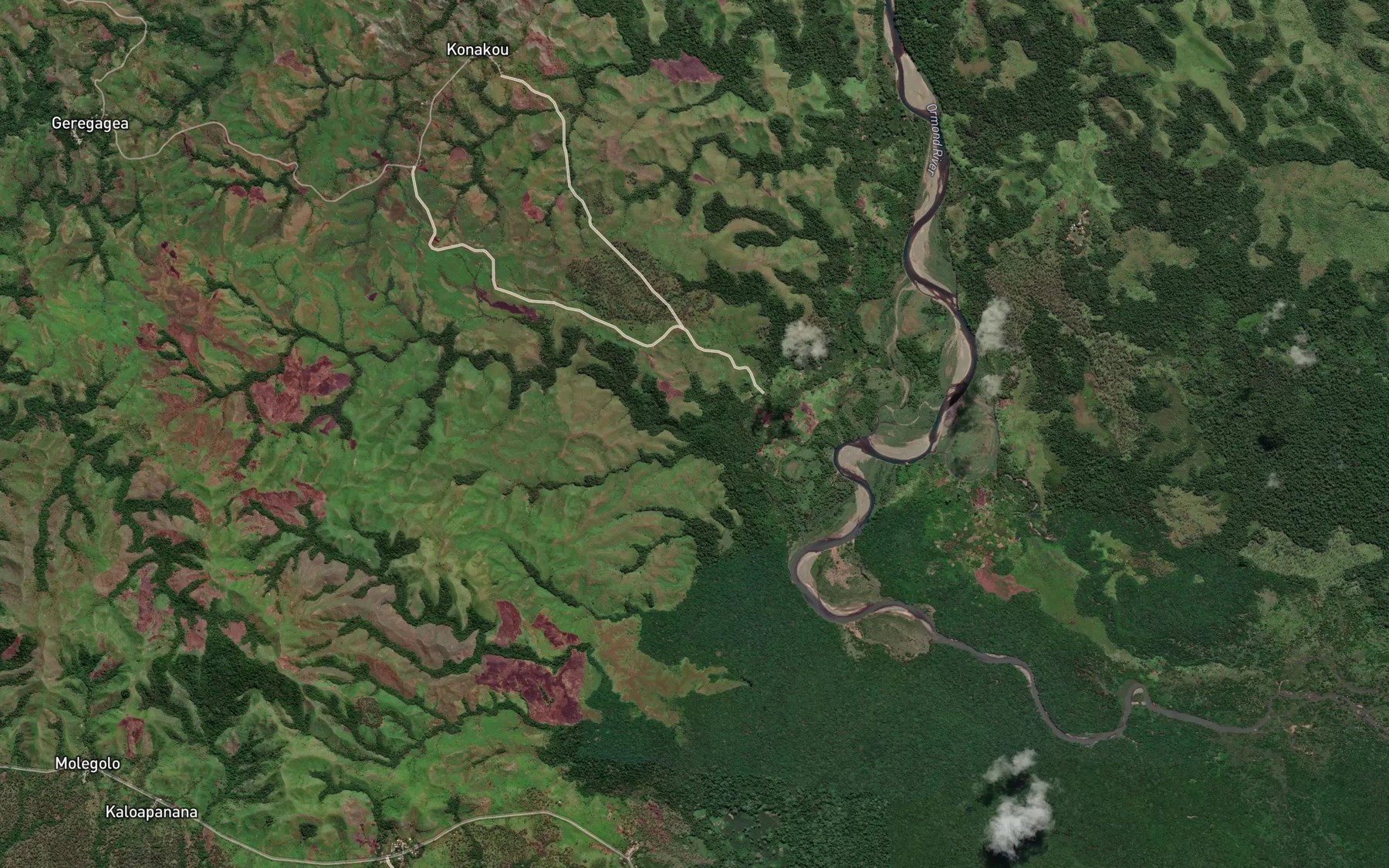 Satellite map of the Ormond River